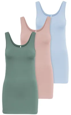 Produktbild von ONLY 3er Pack Damen Oberteile Basic Tank Tops weiß, schwarz, grau, blau, Creme F