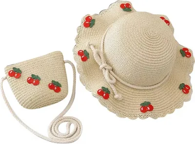 Obrázok produktu pre eCa CZ44 Detský slamený klobúk a kabelka s čerešňami, 52 cm