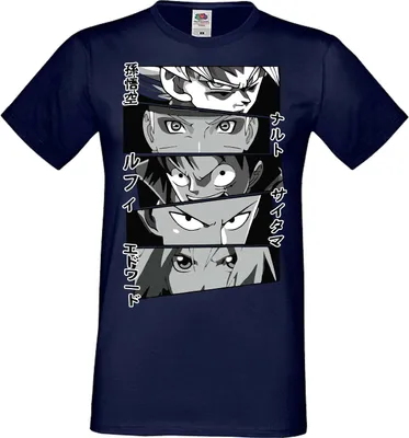 Zdjęcie produktu dla Męska Koszulka Manga Anime Anime Heroes Naruto Goku Luffy Sakura Anime Heroes, Man M / Ciemnoniebieski