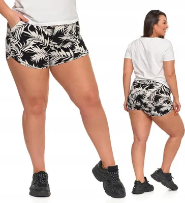 Produktbild von Damen Shorts Jogginghose Shorts Schwarz-Weiß Bequem MORAJ 3XL