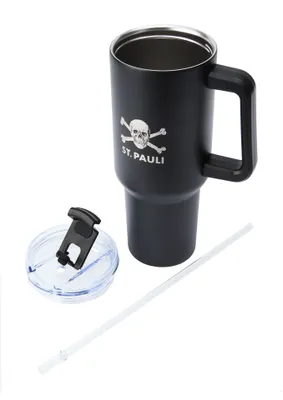 Produktbild von St. Pauli - Totenkopf, Thermobecher mit Strohhalm