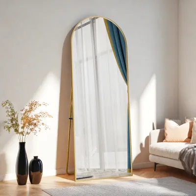 Produktbild von ProximaX Standspiegel 53 x 162 cm Ganzkörperspiegel Gold Aluminium Rahmen Spiegel Gewölbter Ankleidespiegel