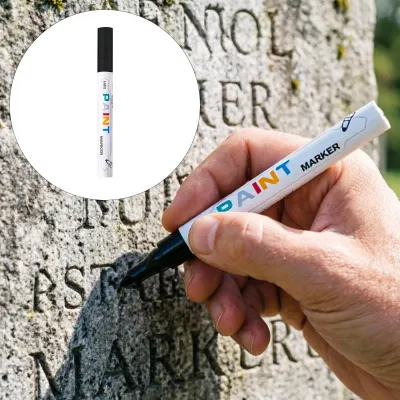 Produktbild von Ausbesserungsstift für Grabsteine, wasserfest, Präzisionsspitze, schnell trocknende, wischfeste Tinte, für Grabsteinmarkierungen, Gedenkinschriften, Restaurierung von Granit und Marmor