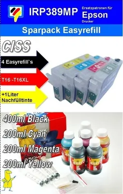 Produktbild von GIC ET - Nachfüllflaschenset für EcoTankdrucker - Leerflaschen - Serie 102 / 104 / 105 / 106 / 107 und baugleiche
