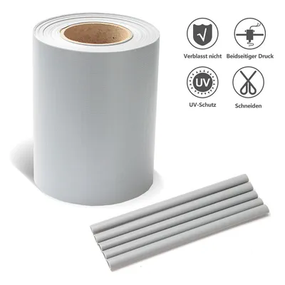 Produktbild von Sichtschutzstreifen Zaun Folie Blickdicht Dick PVC Doppelseitiger Reflexionsarm Sonnenschutz Sichtschutzfolie 8 Rollen á 70m x 19cm Grau