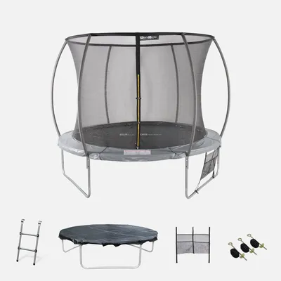 Produktbild von sweeek - Trampolin 305cm internes Sicherheitsnetz und Komplettkit - Grau