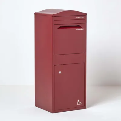 Produktbild von SMART PARCEL BOX™ Großer Paketbriefkasten mit gebogenem Dach, Entnahme vorne, bordeaux