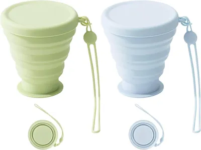 Obrázok produktu pre Skladacie poháre 250 ml, súprava 2 ks, silikón, bez BPA, na vonkajšie použitie