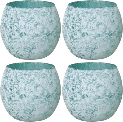 Produktbild von Kerzenhalter, blau, Set aus 4 Kerzenhaltern, Glas für Osterdekoration und Frühlingsdekoration, elegante Kerzenhalter für Stumpenkerzen