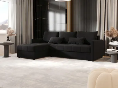 Produktbild von BEDANTE Ecksofa MOS L BIS Cosmic 100 Schwarz Links mit Schlaffunktion L-Form Sofa mit Stauraum Bettkasten Wohnzimmersofa Couch Sofa Bettsofa Bettkasten Bettcouch