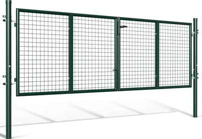 Produktbild von Faziango Doppelflügeltor Einfahrtstor Gartentor Tore Hoftor verzinkt 300cm x 100cm Grün Doppelflügel - inkl. Schloss, Schlüsseln Gartenpforte Zauntor