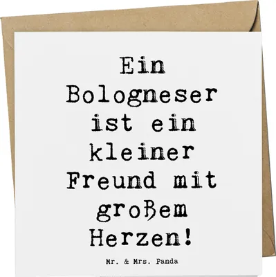 Produktbild von Mr. & Mrs. Panda doppelkarte Spruch Bologneser Herzfreund - Weiß - Geschenk, Glückwunschkarte, treue Begleiter, Hunderassen Pflege, kuschelige Hunde, Hunderasse, Herz