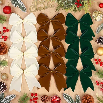 Immagine prodotto di Set di 12 decorazioni natalizie in feltro, assortimento di colori (beige, verde, marrone), dimensioni 12x12 cm