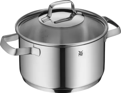 Produktbild von WMF Belmonte Kochtopf groß 20cm, Glasdeckel, Fleischtopf Induktion 3,3l, Cromargan Edelstahl poliert, unbeschichtet