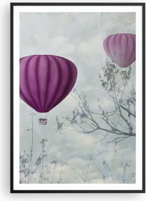 Produktbild von Gerahmtes Poster - Schwarzer Rahmen - Ballon Baum Flug - 70x100 cm - Wand Bild - Wanddeko - Wandbilder - Kunstposter - Wandposter - Bilderrahmen - Bilder - Kunstdruck - Wandbild - P2BPA70x100-3581