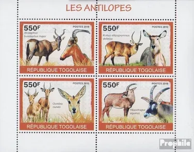 Produktbild von Briefmarken Togo 2010 Mi 3449-3452 Kleinbogen (kompl.Ausg.) postfrisch Antilopen