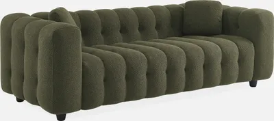 Produktbild von sweeek - 3-Sitzer-Sofa mit strukturiertem und kapitoniertem Bouclé-Bezug - Khaki
