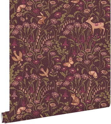 Productafbeelding van ESTAhome behang vintage bosdieren donker paars 50 x 900 cm