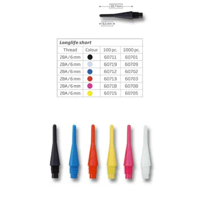 Produktbild von BULL'S Longlife Short 6mm(2BA) - 100/schw. -- 1 Stck