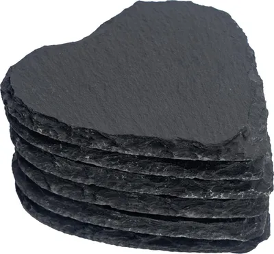Produktbild von Argon Ta Herz-Schiefer-Untersetzer – 10 cm – 6 Stück