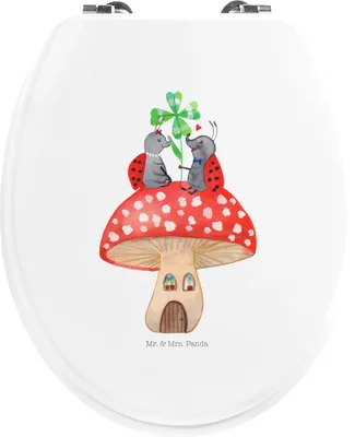 Produktbild von Mr. & Mrs. Panda Klo-Deckel Marienkäfer Fliegenpilz - Weiß - Geschenk, Gute Laune, Zuhause, Haus, WC-Sitz, Fleigenpilzhaus, Wohnung, WC Sitz, Brille, Toilettendeckel