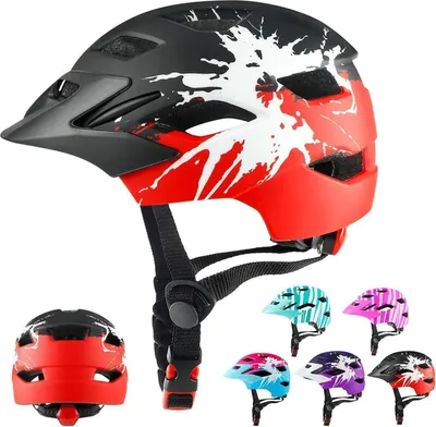 Obrázok produktu pre Detská cyklistická prilba so svetlom a zadným svetlom, nastaviteľná 48-56 cm, schválená CE
