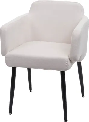 Obrázek produktu pro Jídelní židle HWC-L13, čalouněná židle kuchyňská židle židle s područkami, látka/textil kov   krémově bílá