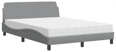 Image de vidaXL Lit avec matelas "Dover" gris clair 140x200 cm Tissu