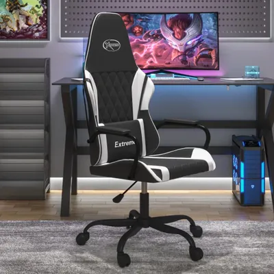 Produktbild von PUEAZU Gaming-Stuhl mit Massagefunktion Schwarz und Weiß Kunstleder - Bürostühle &19004