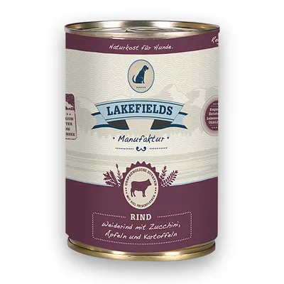 Produktbild von Lakefields Dosenfleisch-Menü Rind für ausgewachsene Hunde, 6 x 400 g