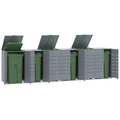 Image de Abri pour poubelles 6 tonnes gris 414x79x117 cm acier