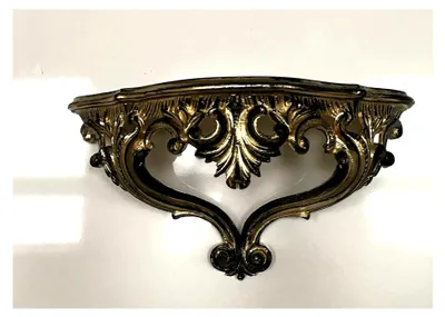Produktbild von Wandkonsole im antiken Barockstil, mit Ornamenten, Gold und Schwarz, 38x20x15,5 cm