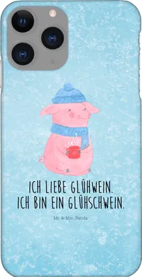 Produktbild von Mr. & Mrs. Panda Iphone 11 Pro Handyhülle Schwein Glühwein - Eisblau - Geschenk, Weihnachtsmarkt, Glühschwein, Premium Kunststoff, Weihnachten, Punsch, Handy Case