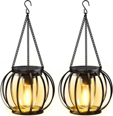 Obrázek produktu pro Kovová závěsná svítidla s LED žárovkami – vodotěsná – s háčky a řetězy – na terasy, do zahrad, na balkony a do vnitřních dvorů