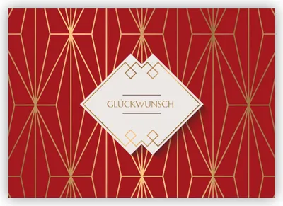 Produktbild von Edle Art Deco Glückwunschkarte mit Gold Optik in rot