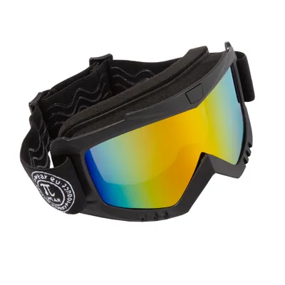 Produktbild von PiWear Motorrad Crossbrille MX Muddy GM, schwarz mit Rainbow Glas - Regenbogen