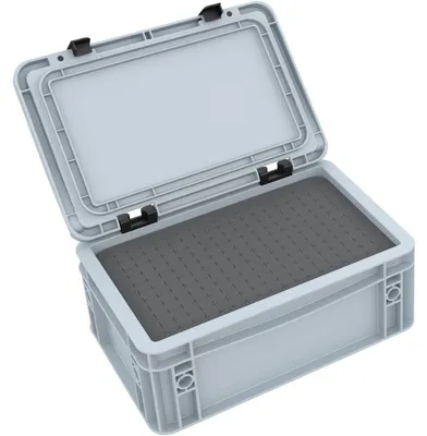 Image de Eurobox 300 x 200 x 135 mm avec mousse alvéolée et couvercle à charnières