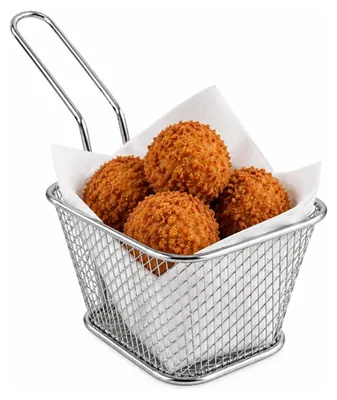 Produktbild von Kleiner Frittierkorb - silber - Servierkorbchen fur Pommes und Snacks - 10 x 8 x 7 cm