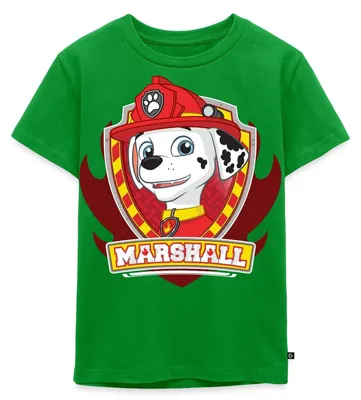 Produktbild von Spreadshirt Paw Patrol Marshall Feuerwehrhund Feuerwehr Emblem Kinder Premium T-Shirt, 110/116 (4 Jahre), Grün