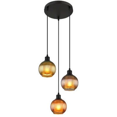 Produktbild von Pendelleuchte, Metall, Glaskugeln, Schwarz-matt