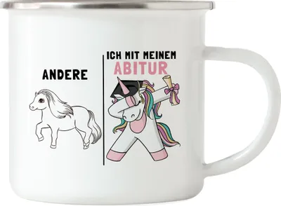 Produktbild von Andere Ich Mit Meinem Abi Emaille Tasse Einhorn Pferd Abschlussgeschenk Abitur Humorvoll