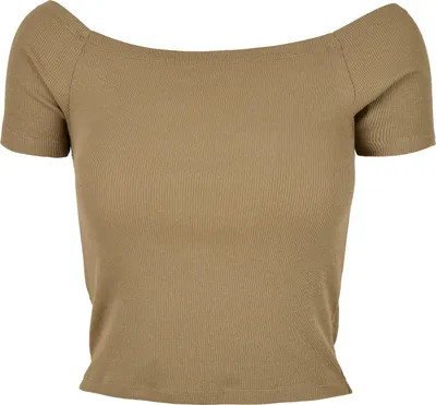 Produktbild von Urban Classics Ladies - Off Shoulder Rib Top khaki - 4XL