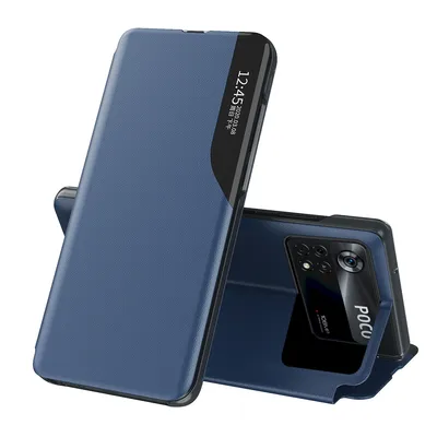 Obrázek produktu pro Flipové pouzdro pro Xiaomi Poco X4 Pro 5G,Polyuretankůže pouzdro s okénkem a funkcí stojánku modré