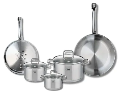 Image de Set de 2 Poêles de cuisson 24 et 28 cm et 3 faitouts 12, 14 et 20 cm Elo Profi Citrin