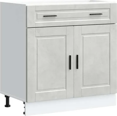 Image de vidaXL Élément bas de cuisine Porto gris béton Matériau dérivé du bois