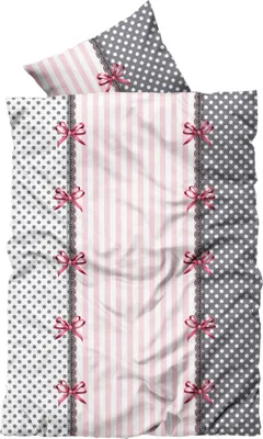 Produktbild von 3 tlg Flausch Bettwäsche 200x200 cm rosa grau Doppelbett Thermofleece
