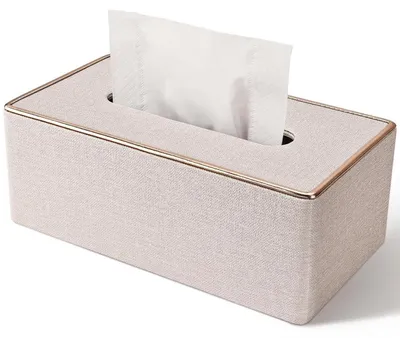 Produktbild von Taschentuchbox Kunstleder Beige 25x13,5x9,5 cm mit 4 Untersetzern