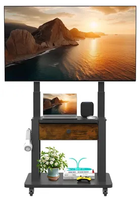 TV-Ständer rollbar, höhenverstellbar, für 32-75 Zoll, bis 100 kg, VESA 600x400