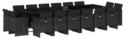 Obrázok produktu pre vidaXL 17-dielny záhradný jedálenský set s vankúšmi Black Poly Rattan