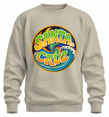 Productafbeelding van Santa Cruz, Californië, surfgolf, retro, regenboog, strand, sweatshirt, trui, natuur, XXL